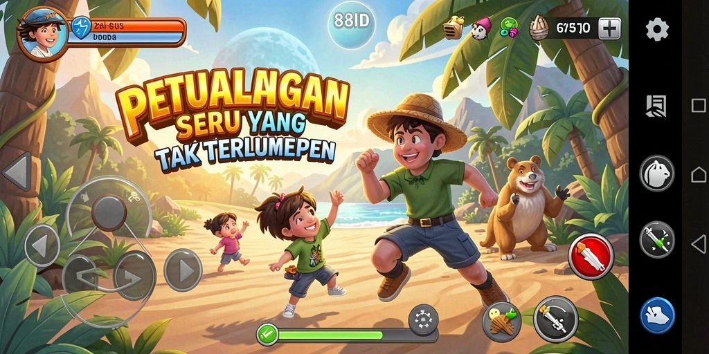 Tampilan gameplay petualangan di 88ID yang menegangkan dan penuh warna.