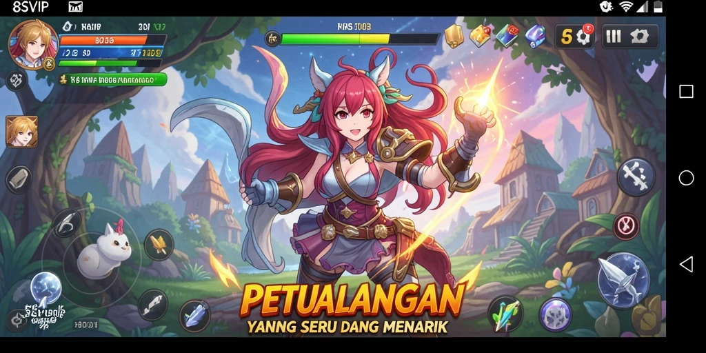 Screenshot gameplay 8SVIP dengan karakter anime yang dinamis.