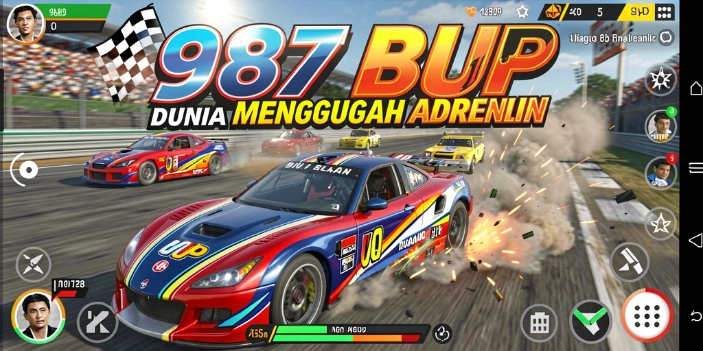 Screenshot menunjukkan aksi balap mendebarkan di jalan raya.