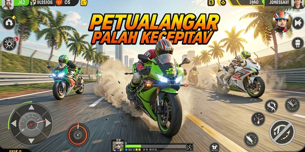 Gameplay seru <strong>JJ62</strong> yang menampilkan aksi balap motor yang mendebarkan.
