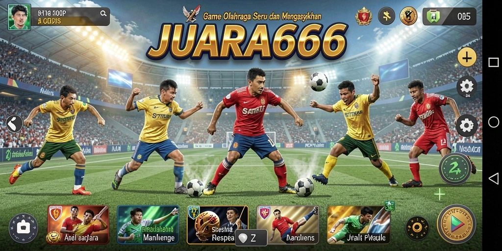 Screenshot gameplay JUARA666 menampilkan aksi seru dalam game olahraga.