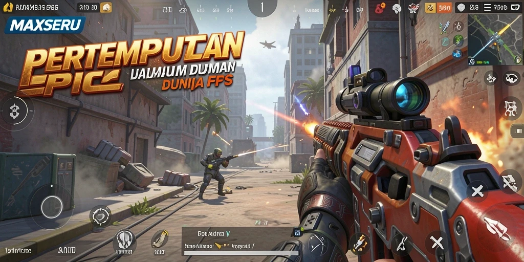 Screenshot gameplay MAXSERU yang penuh aksi dan intensitas.