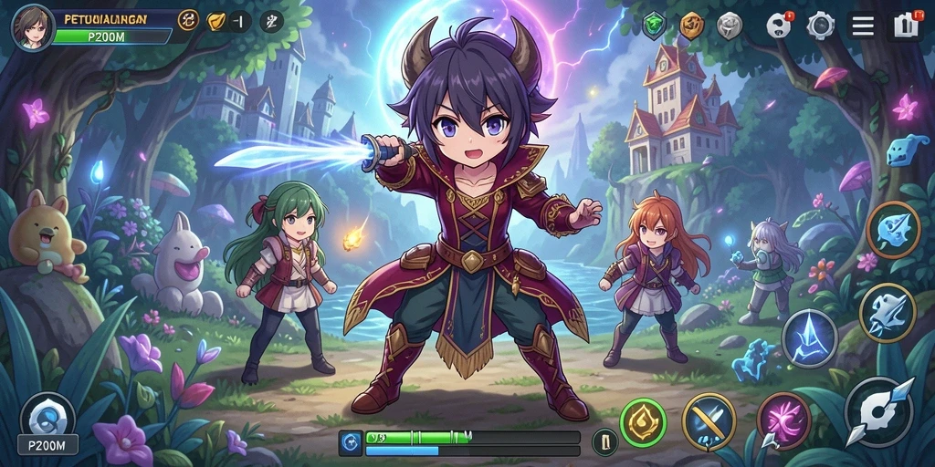 Gameplay P200M yang seru dan grafis menawan dalam dunia Anime.