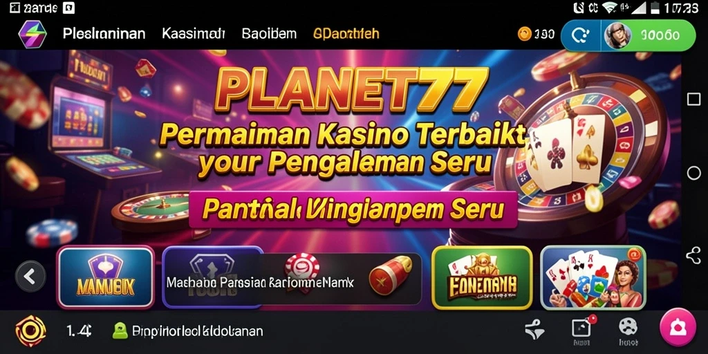 Gameplay Kasino yang mendebarkan di PLANET77, nikmati sensasi setiap putaran.
