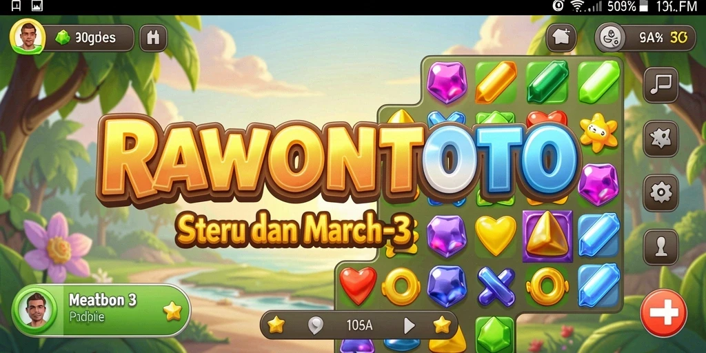 Tampilan gameplay RAWONTOTO yang penuh warna dan menantang.