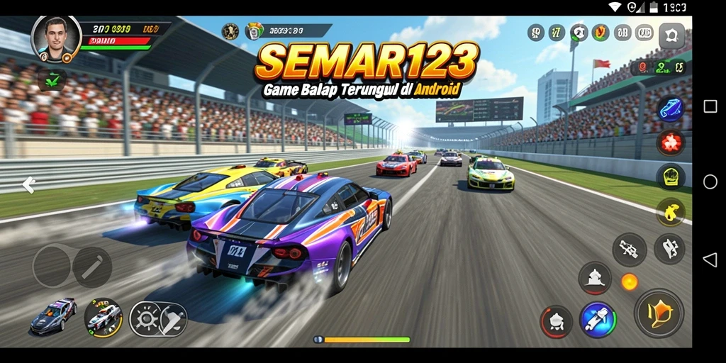 Tampilan gameplay SEMAR123 dengan aksi balap yang mendebarkan.
