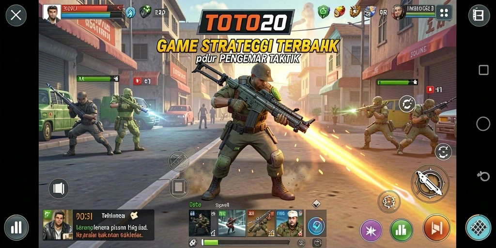 Screenshot utama TOTO20 menunjukkan aksi strategi mendebarkan yang intens.