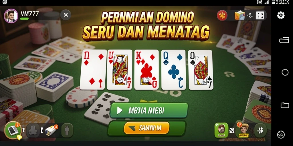 Tangkapan layar VM777 menunjukkan antarmuka permainan domino yang menarik.